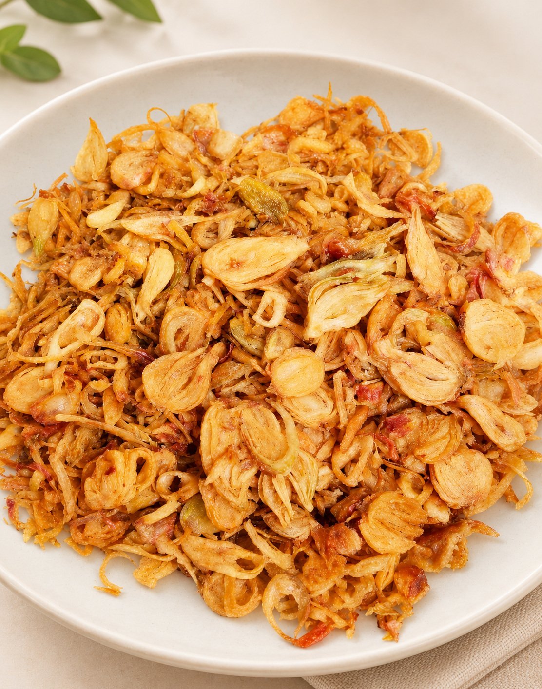 Bawang goreng Sumenep di atas piring